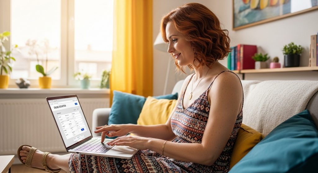woman using laptop
