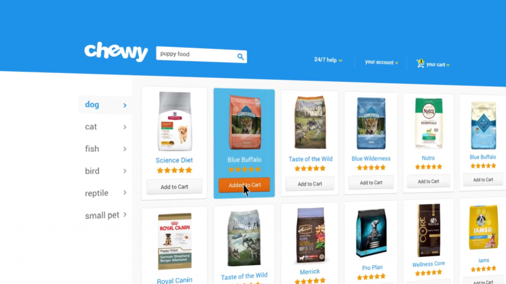 chewy search product result page screenshot