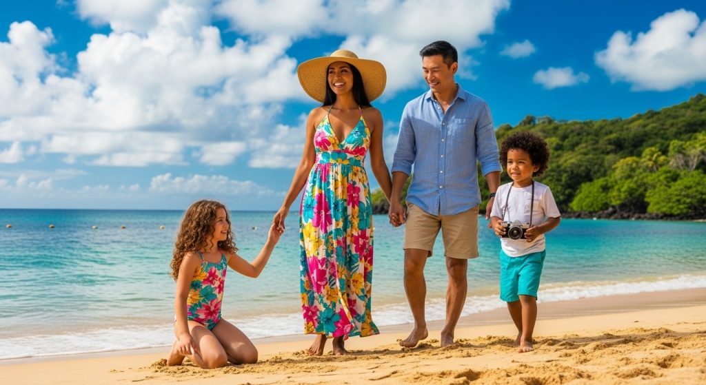 family on the beach
