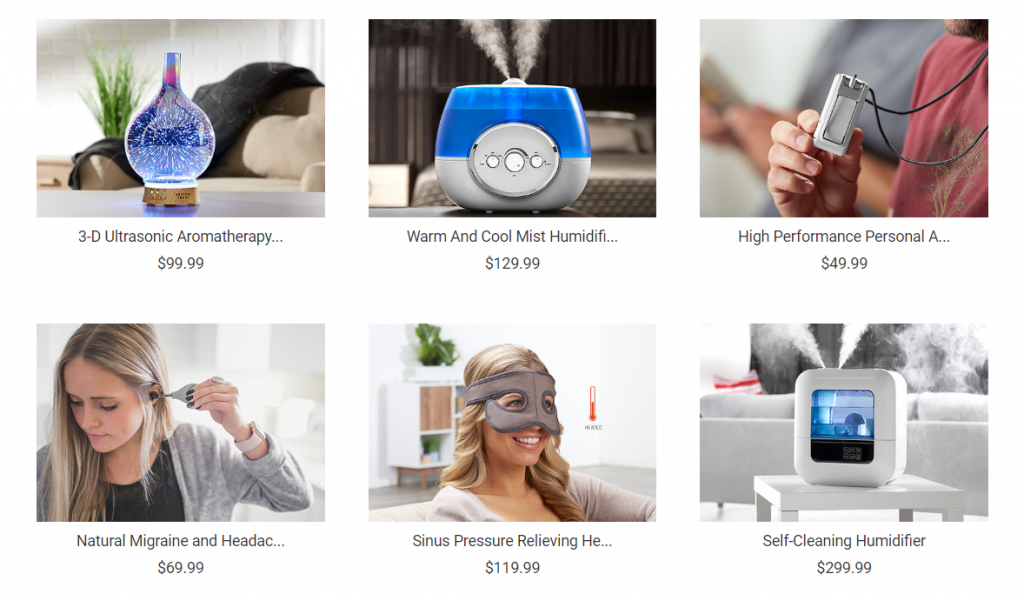 products Personal care of Sharper Image Web Screenshot