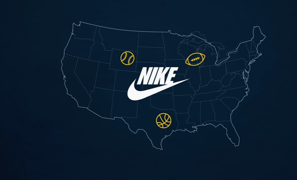 nike logo over US map