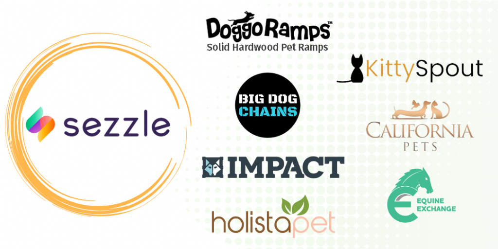 Sezzle and pet Stores Logos illustration 