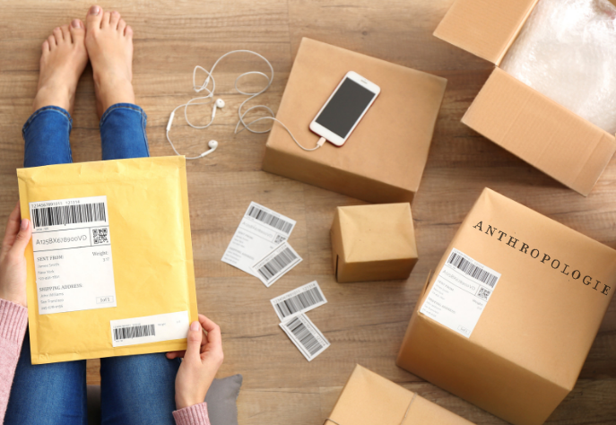 women on the floor checking packages