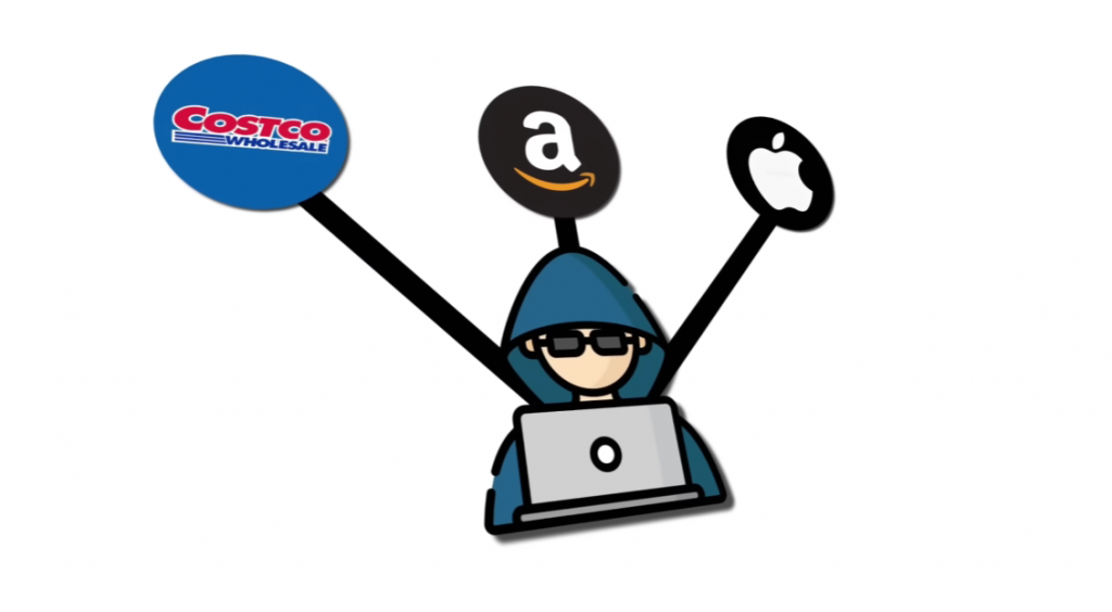 Costco, Amazon, Apple user illustration