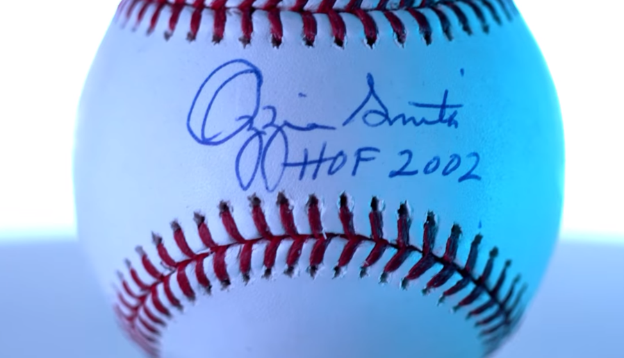 Ozzie Smith St. Louis Cardinals Padres signed autographed MLB Baseball proof Beckett COA