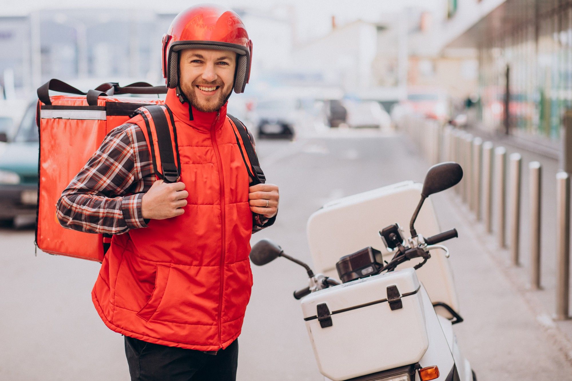 man making deliveries-motor...