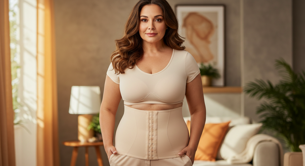 woman using girdle