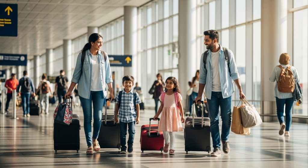family at airport