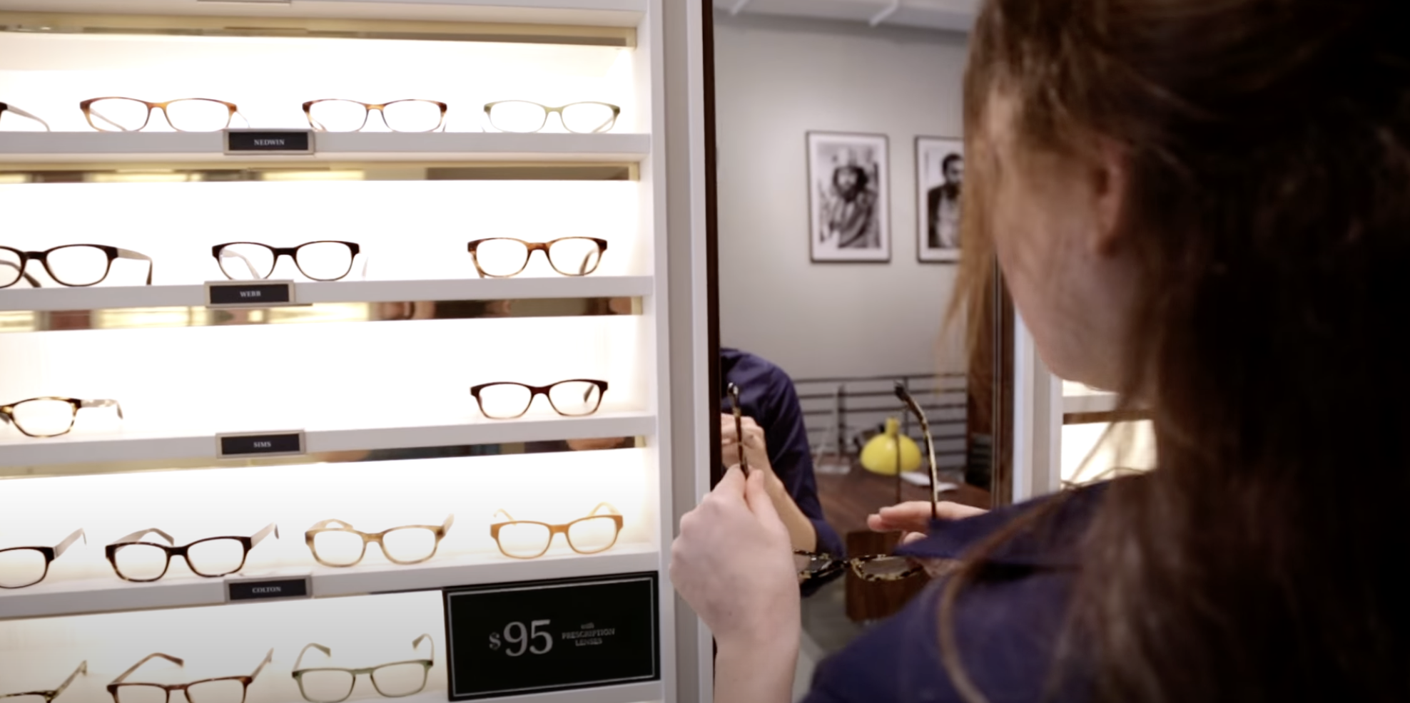woman seeing glasses in warby parker