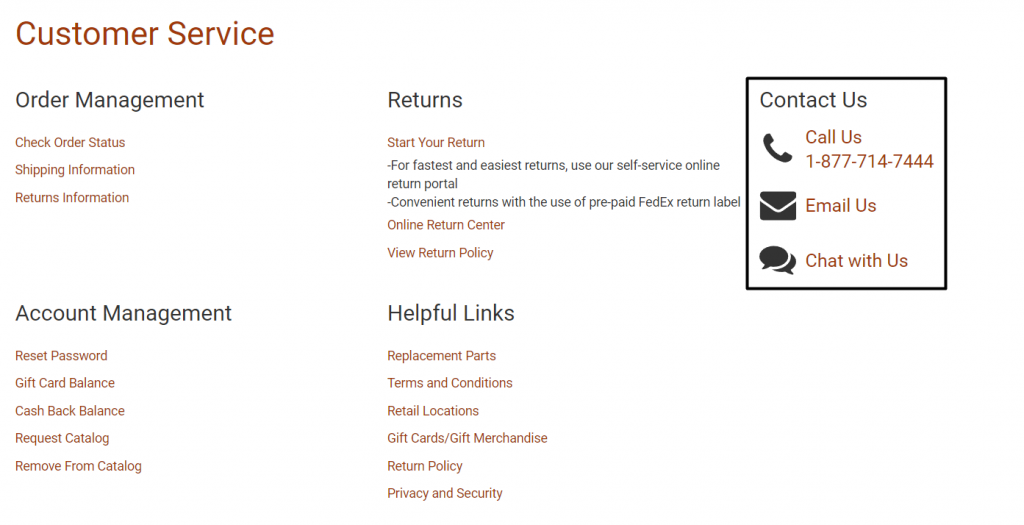 Customer Service Sharper Image Web Screenshot