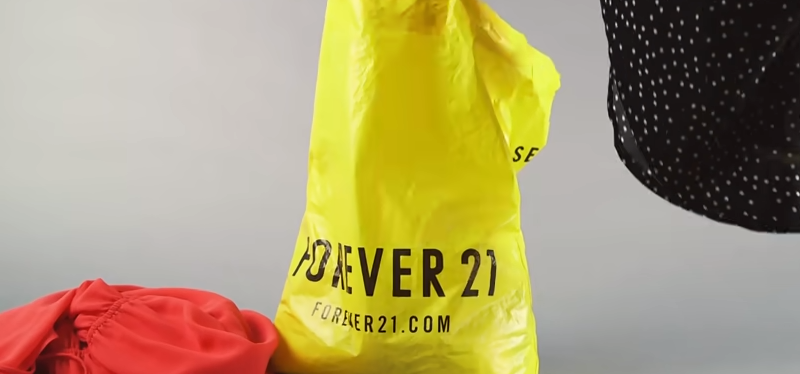 Forever 21 yellow plastic bag 