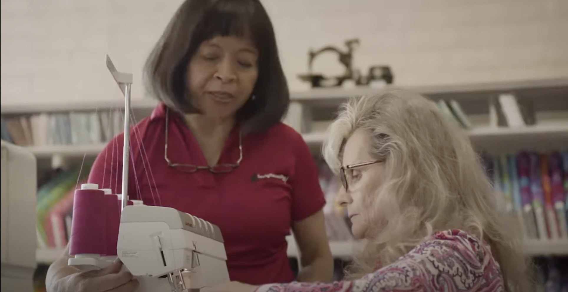 two women with a sewing machine