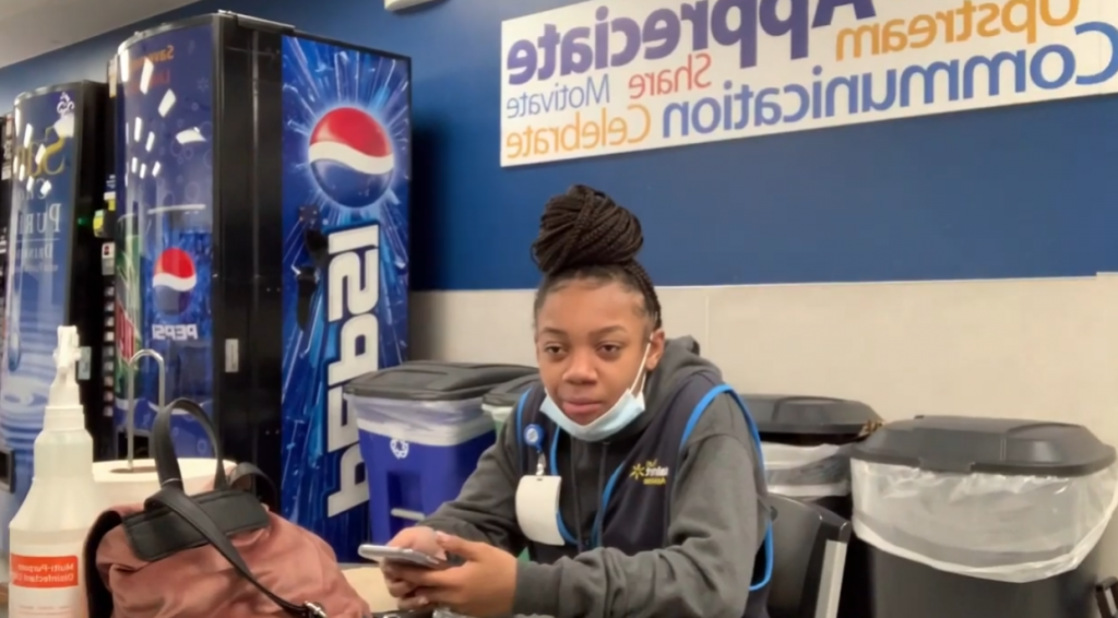 underage girl walmart worker sitting in break room