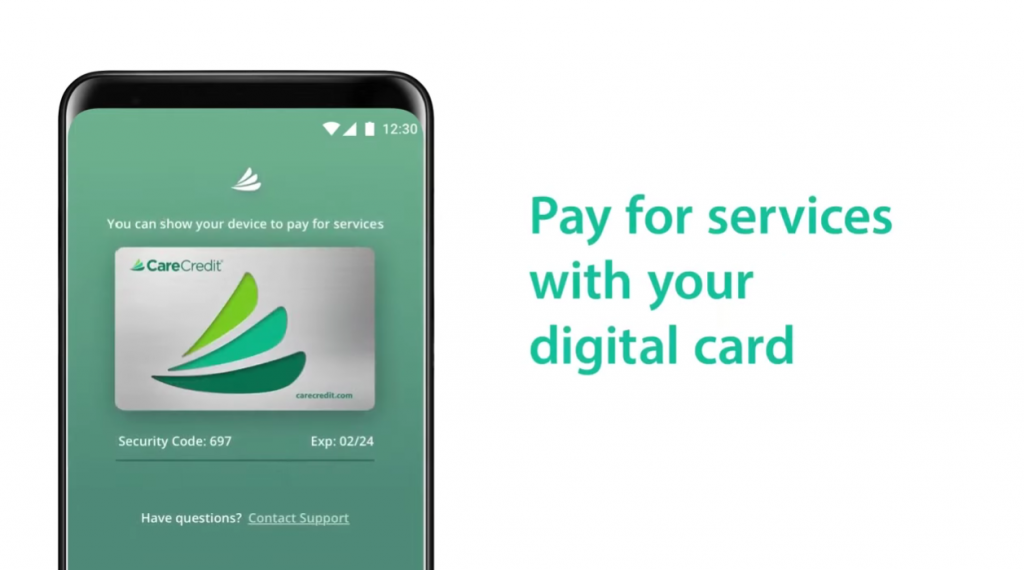 CareCredite Pay Services with your digital card Mockup